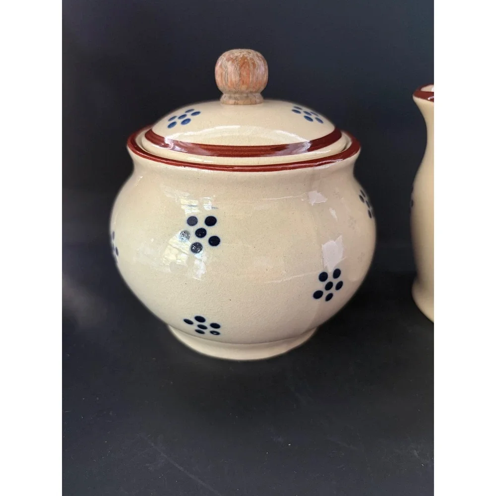 Gailstun Sutton Stoneware Tea Set Cream Blue Floral Teapot Mugs Sugar Creamer
